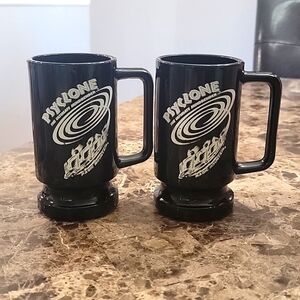 Vintage Six Flags Magic Mountain Psyclone Coffee Mugs 70's Rare